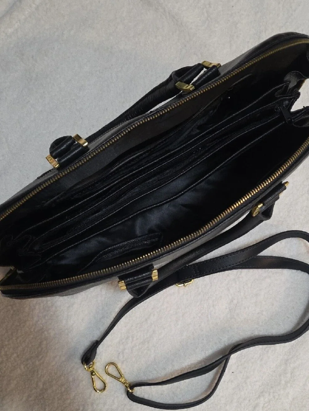 Joy And Iman Purse Black Dome Satchel with Gold Accents